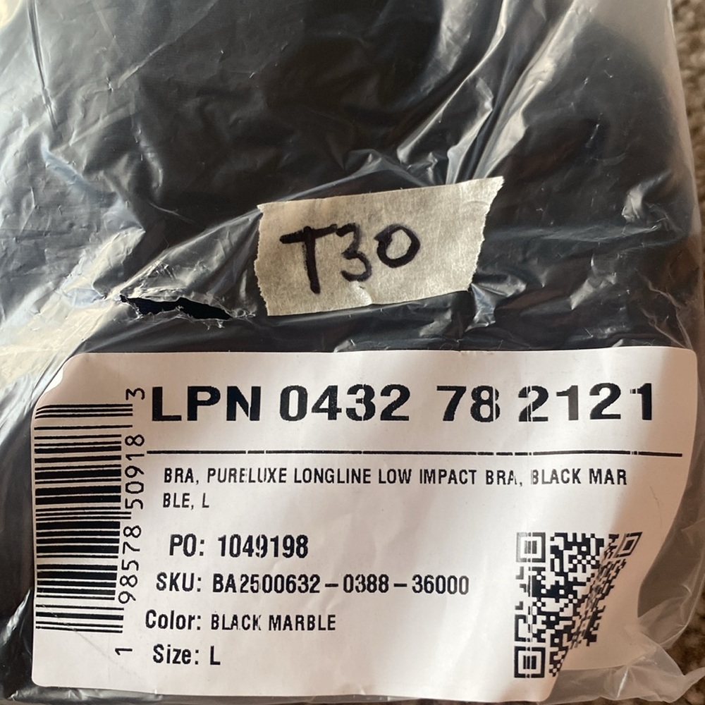 NWT Fabletics PureLuxe Longline Low Impact Bra Black Marble  T30 - Picture 3 of 3